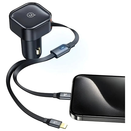 Cargador de Auto 30W USAMS C41 USB-C + Lightning Retráctil CC219