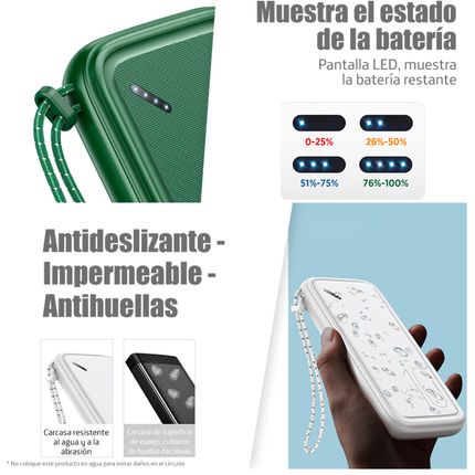 Power Bank 10000mAh USAMS 2 USB Portátil Blanco con Correa
