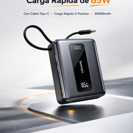 Power Bank 20000mAh 65W USB-C LCD USAMS CD243 Gris