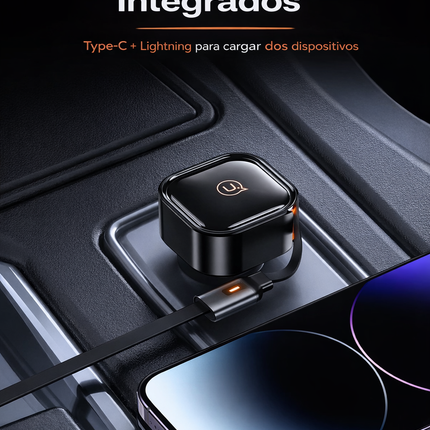 Cargador de Auto 30W USAMS C41 USB-C + Lightning Retráctil CC219