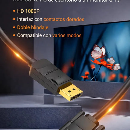 Cable DisplayPort a VGA Vention 1.5M Negro