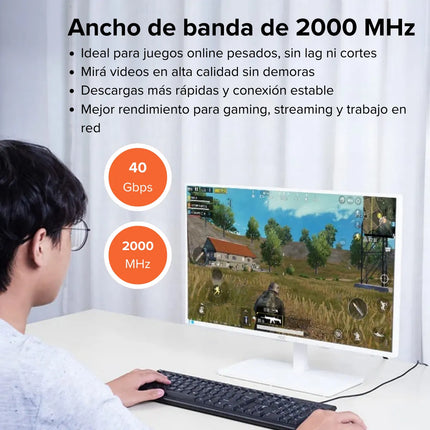 Cable de Red Cat 8 Flat SSTP 8m Alta Velocidad Vention IKCBK