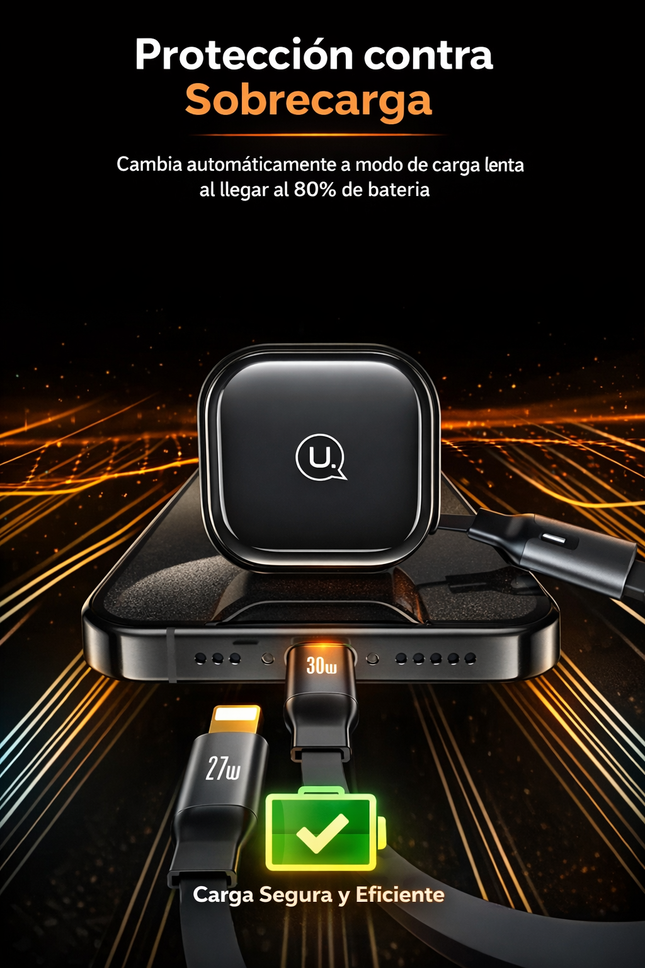 Cargador de Auto 30W USAMS C41 USB-C + Lightning Retráctil CC219