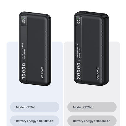 Power Bank 10000mAh USAMS 22.5W Carga Rápida Display USB-C