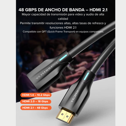 Cable Extensor HDMI 2.1 8K 48Gbps Macho a Hembra – Ultra HD HDR eARC VRR