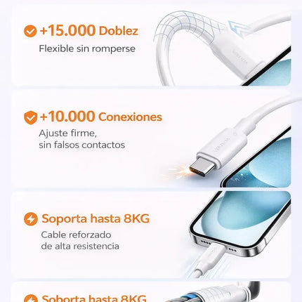 Cable USB-C a USB-C 60W Carga Rápida 3A 2m Vention Negro