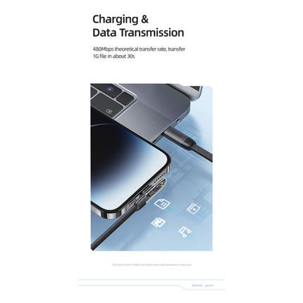 Cable USB-C a Lightning 20W Ángulo Recto Trenzado 1.2 m Negro USAMS SJ583