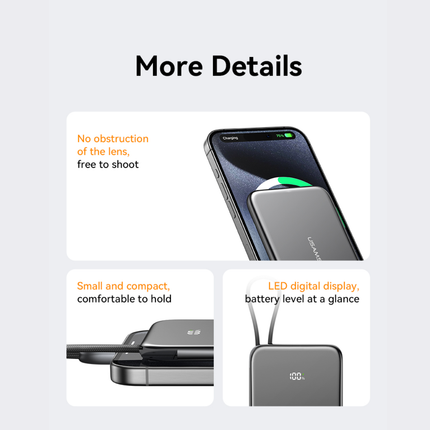 Power Bank Magnético Ultrafino USAMS 5000mAh PD 20W con Cable USB-C