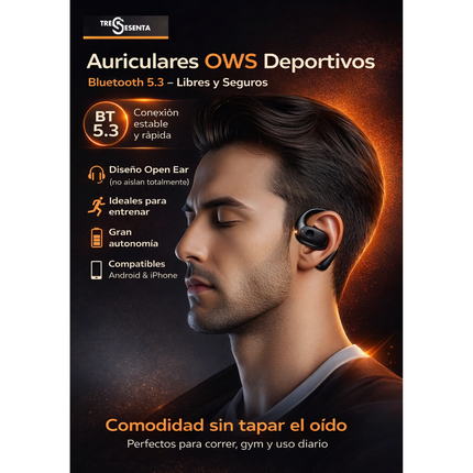 Auriculares Bluetooth Deportivos USAMS UG26 OWS Open Ear IPX5 Negro