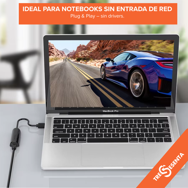 Adaptador USB 3.0 a Ethernet Gigabit 1000 Mbps Vention – Plug & Play