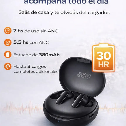Auriculares Bluetooth QCY T13 ANC 2 TWS Negro Cancelación Activa