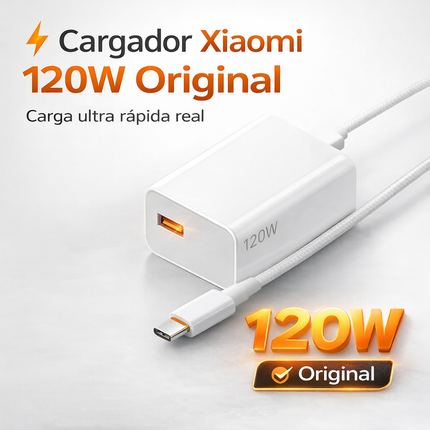Cargador Xiaomi TURBO FASTER 120W - Cable USB C y Ficha