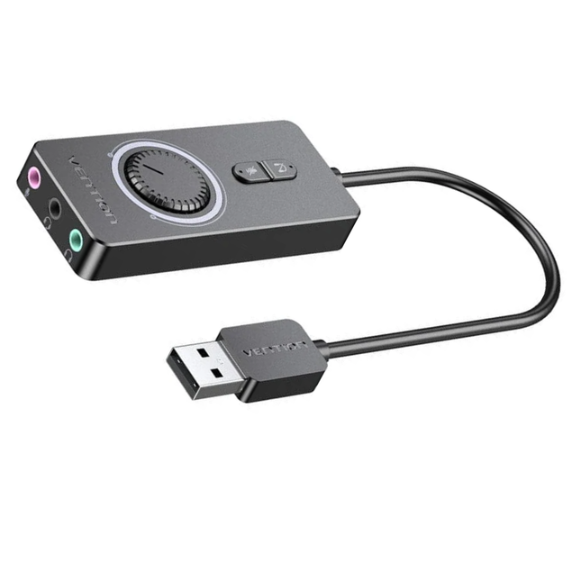 Tarjeta de Sonido USB Externa Vention 3.5mm con Control de Volumen