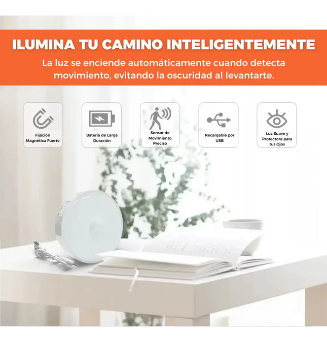 Luz Led Inalámbrica Con Sensor De Movimiento Usb Adhesiva