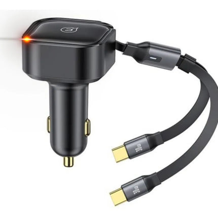 Cargador de Auto Retráctil 33W USB-C + USB-A | Carga Rápida Inteligente