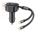 Cargador de Auto Retráctil 33W USB-C + USB-A | Carga Rápida Inteligente