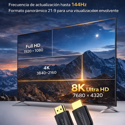 Cable HDMI 2.1 8K 3m Alta Velocidad Vention AAUBI Negro