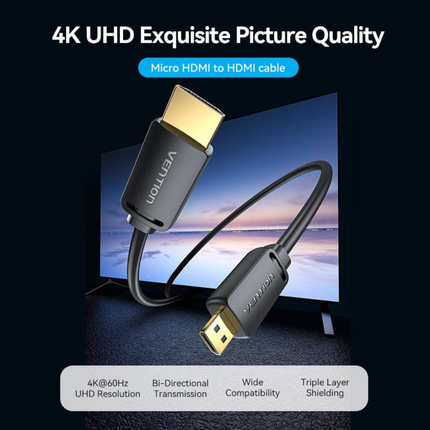 Cable Micro HDMI a HDMI 4K@60Hz – Vention Alto Rendimiento