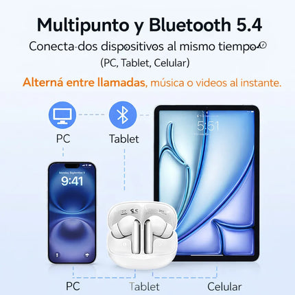 Auriculares Bluetooth QCY MeloBuds 2 N50 ANC 46dB LDAC Negro