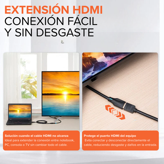 Cable Extensor HDMI 2.1 8K 48Gbps Macho a Hembra – Ultra HD HDR eARC VRR