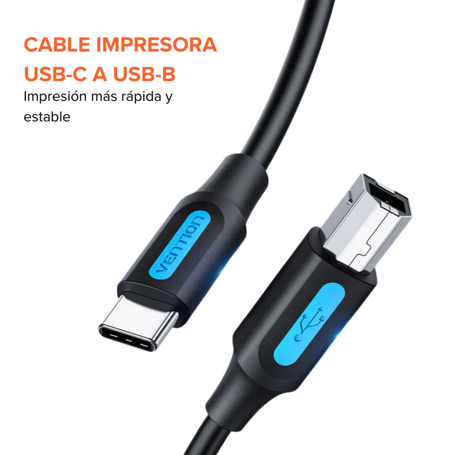 Cable Impresora USB-C a USB-B Vention 480Mbps Plug & Play