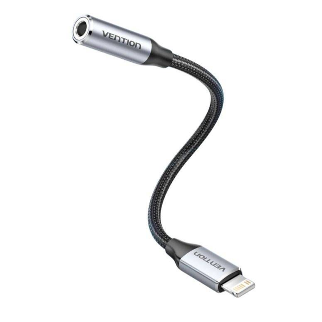 Adaptador de Audio Lightning a 3.5mm Macho/Hembra Vention BMBHA | 0.1 m Gris