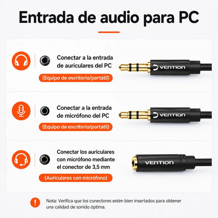 Adaptador Audio Jack 3.5mm PC a Auricular y Micrófono Vention