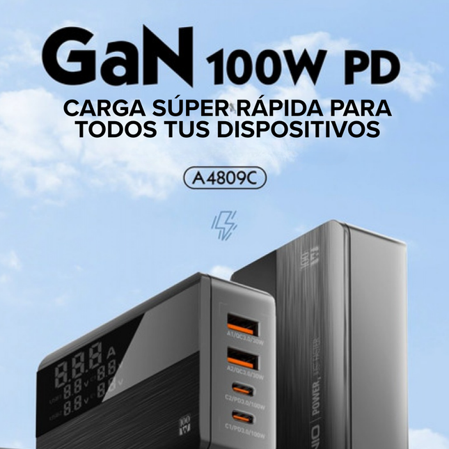 Cargador de Pared GaN 100W LDNIO PD QC3.0 USB-C USB-A