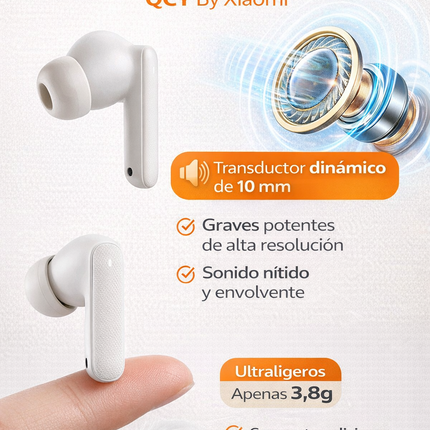 Auriculares Bluetooth TWS QCY Buds Blanco 35Hs Bluetooth 5.4