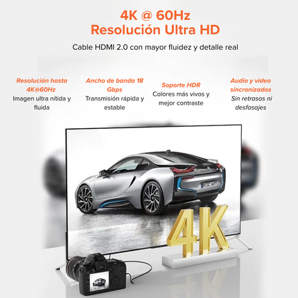 Cable Micro HDMI a HDMI 4K@60Hz 1.5 m Vention – Alto Rendimiento
