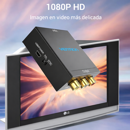 Convertidor HDMI a RCA AV 1080P 60Hz Soporte PAL/NTSC Vention