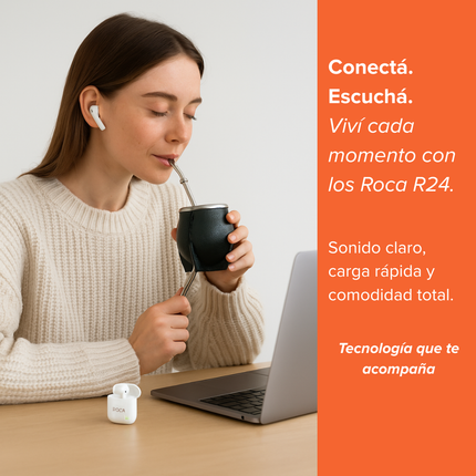 Auriculares Bluetooth TWS Roca R24 Manos Libres – Blanco