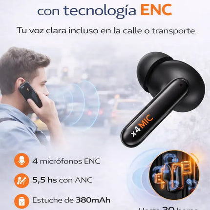 Auriculares Bluetooth QCY T13 ANC 2 TWS Negro Cancelación Activa