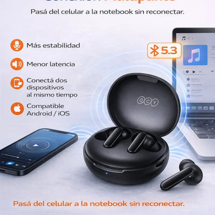Auriculares Bluetooth QCY T13 ANC 2 TWS Negro Cancelación Activa