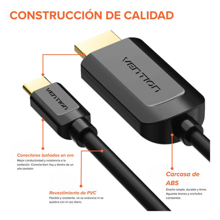 Cable USB-C a HDMI 4K 1.5m Vention CGUBG Compatible Laptop y Celular