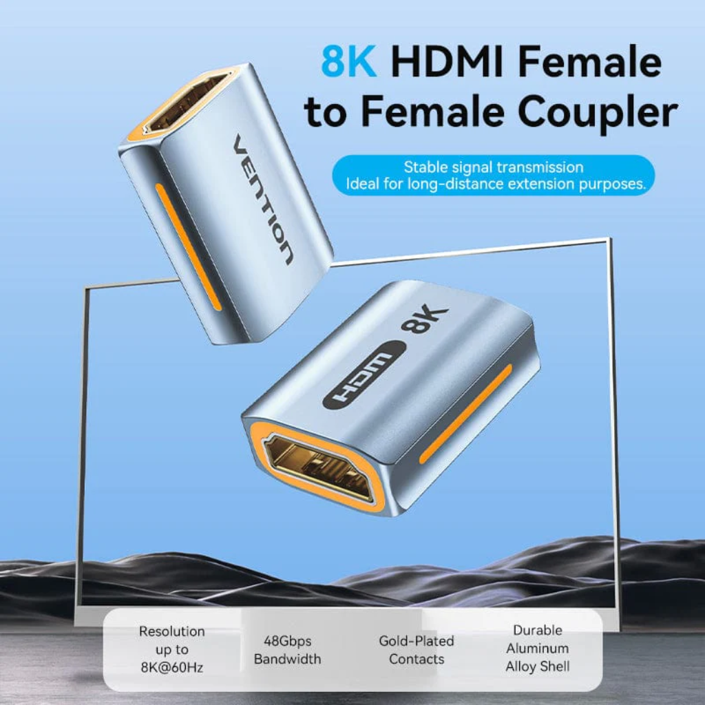 Adaptador HDMI 8K Vention Hembra a Hembra – Aluminio Premium