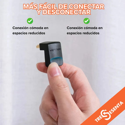 Cable HDMI 2.0 4K 60Hz Ángulo Recto 270° 1.5m Vention