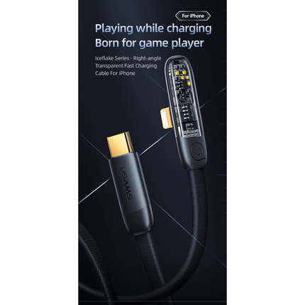 Cable USB-C a Lightning 20W Ángulo Recto Trenzado 1.2 m Negro USAMS SJ583