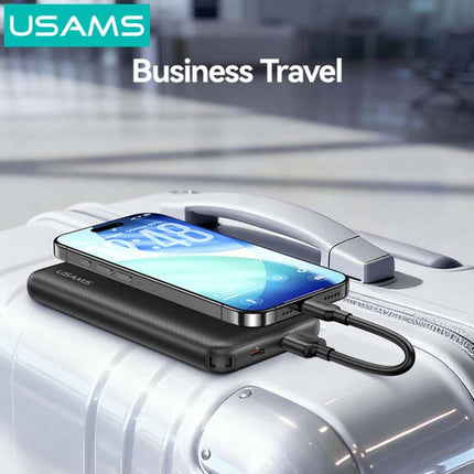 Power Bank 10000mAh USAMS Carga Rápida Portátil USB-C Blanco