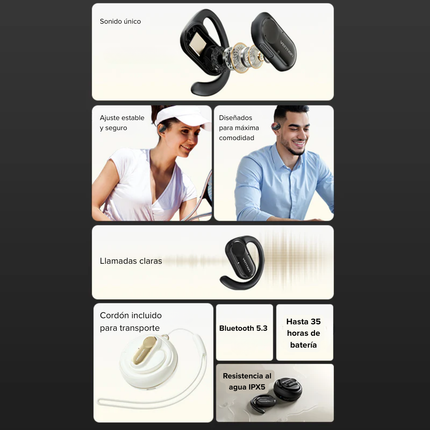Auriculares Open-Ear Vention OpenBeat O11 Bluetooth 5.3 | 35 h IPX5
