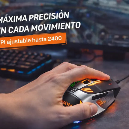 Mouse Gamer USB 2400 DPI LED RGB 7 Botones Ergonómico