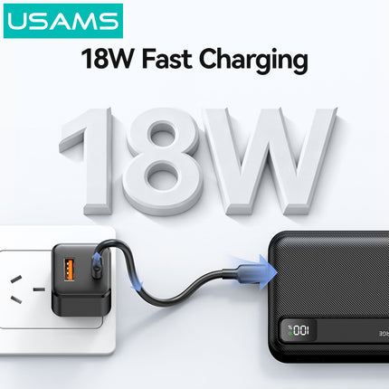 Power Bank 10000mAh USAMS 22.5W Carga Rápida Display USB-C