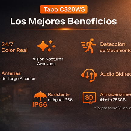 Cámara Exterior TP-Link Tapo C320WS 2K 4MP WiFi Visión Nocturna 30M