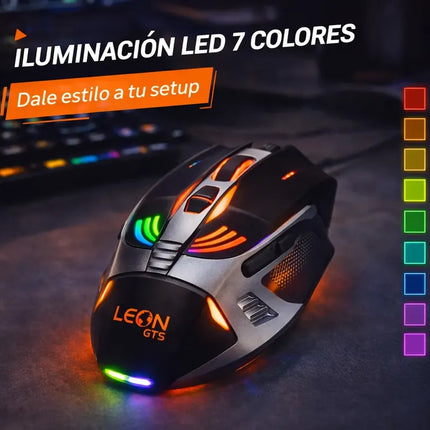 Mouse Gamer USB 2400 DPI LED RGB 7 Botones Ergonómico