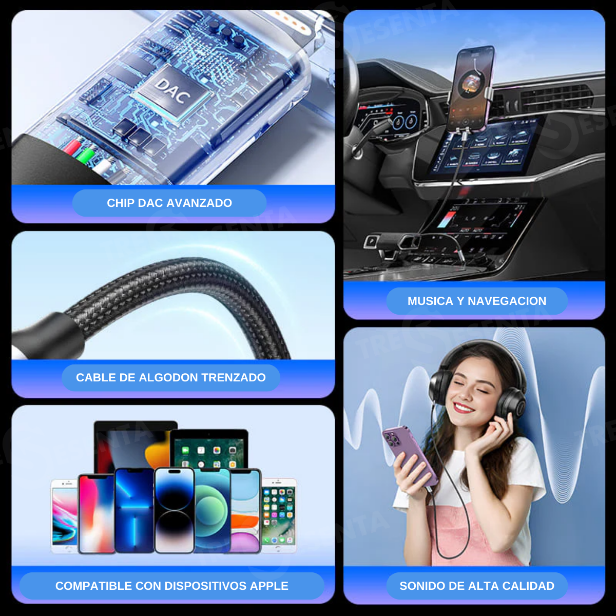 Adaptador Audio Lightning a 3.5mm Macho-Macho 1.5 m Gris Vention BMCHG