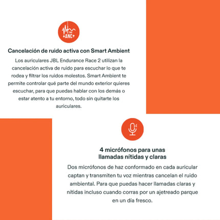Auriculares Bluetooth Deportivos JBL Endurance Race 2 ANC 48Hs