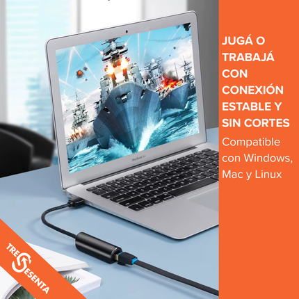 Adaptador USB 3.0 a Ethernet Gigabit 1000 Mbps Vention – Plug & Play