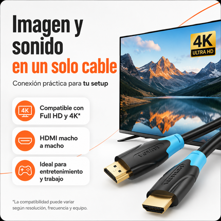 Cable HDMI 30 Metros Vention Macho A Macho Full HD 4K