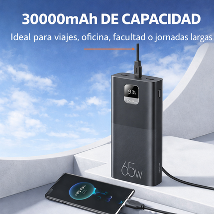 Power Bank 30.000mAh 65W Carga Rápida PD USB-C Notebook