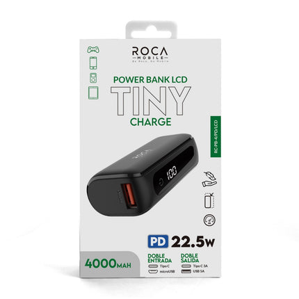Power Bank Mini 4000mAh PD 22.5W Roca LCD Carga Rápida